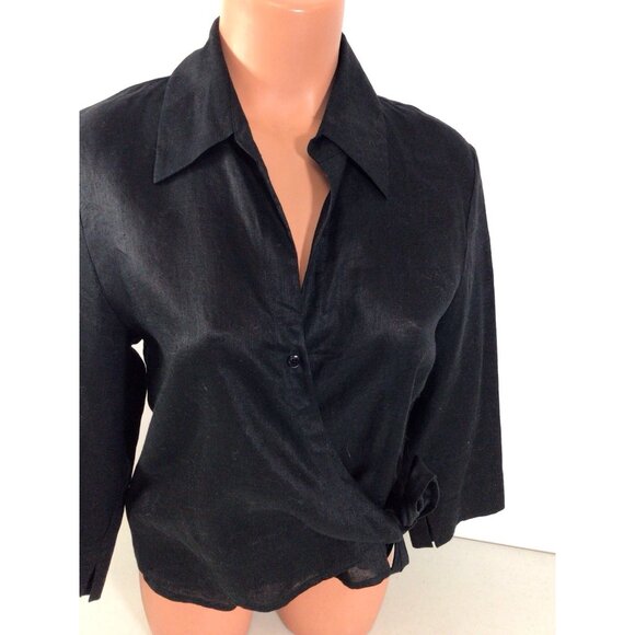 Studio Jax Linen Wrap Shirt Womens 8 - Picture 2 of 8